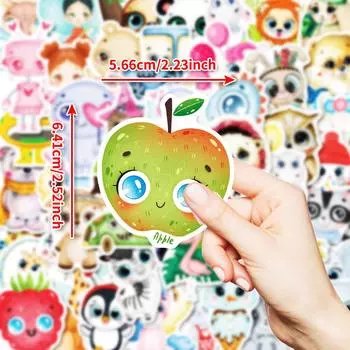 50 Кавайных Наклеек с Питомцами с Большими Глазами Антропоморфные Большие Глаза Водонепроницаемые Декоративные Наклейки Apple Горячие