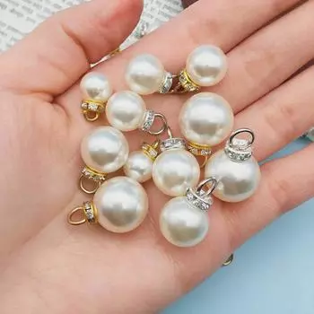 50 KC золото и белый бриллиант искусственный жемчуг серьги и ожерелье DIY ювелирные аксессуары 1 dot diamond pearl 8mm