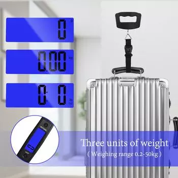 50 кг / 10 г Цифровые весы для багажа Портативные весы для чемодана Ручные электронные весы Подсветка Цифровой дисплей Дорожные аксессуары чёрный