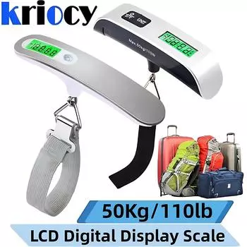 50 кг/110 фунтов Timbangan Gantung цифровой ЖК-портабел Koper Bagasi Timbangan Perjalanan Berat Dengan Sabuk Alat Berat Elektronik