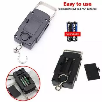 50 кг бытовые портативные электронные весы, мини-портативные весы, высокочувствительный датчик, электронные весы с цифровым дисплеем, подвесные весы 50KG чёрный