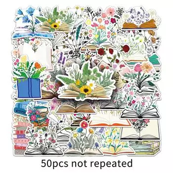 50 Книг Цветы Дудл Личность Мультяшные Цветы Креативные DIY Наклейки для Мобильного Телефона Скейтборда Чемодана