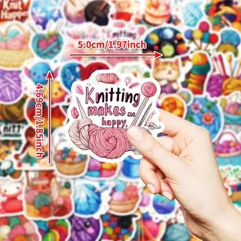 50 Knitted Cute Rabbit Wool Ball Stickers Waterproof Diy Decorative Stickers Temu Stickers