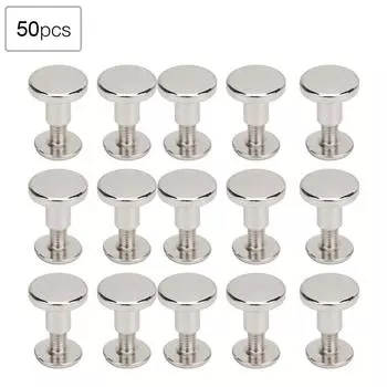 50 комплектов 8 мм заклепок с плоской головкой из чистой меди, набор винтов для кожаного ремня для переплета ноутбука, серебро