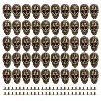 50 комплектов заклепок в виде черепа, одинарные, 25x16 мм, сделай сам, голова привидения, панк-стиль, гальванизированная цинковая кнопка в виде черепа из сплава бронзовый