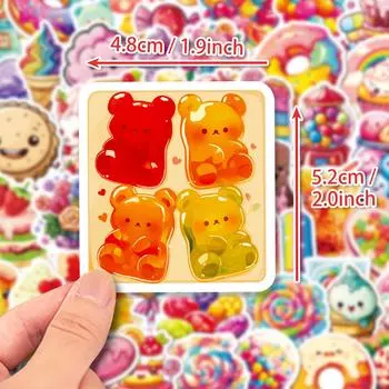 50 красочных наклеек с граффити в виде конфет, красочные леденцы, десертные наклейки в виде мармеладных мишек, наклейки для самостоятельного изготовления