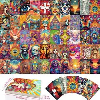 50 красочных настенных открыток в стиле хиппи, креативная модная фотография, настенное украшение T01041503-Wall Card-Colorful 50