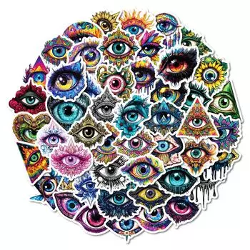 50 Креативных Личностных Дудлов Глаз Демона Водонепроницаемая Декоративная Наклейка Премиум Наклейка Голубой Зрачок