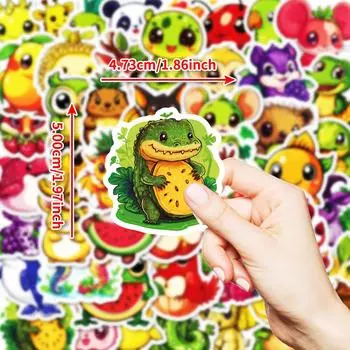 50 креативных наклеек с изображением фруктов и животных, расписанных вручную, детские поощрительные наклейки, игрушки, справочник-дневник