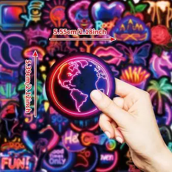 50 Креативных Неоновых Граффити Наклеек Без Повторений Неоновые Водонепроницаемые Декоративные Наклейки