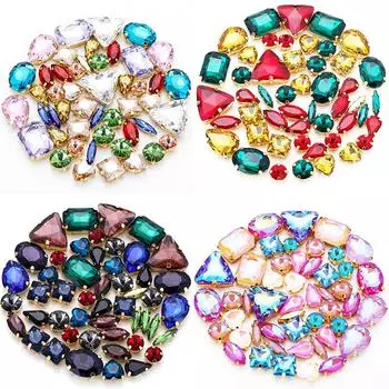 50 кристаллов одинарный коготь ручная швейная дрель смешанные аксессуары для одежды своими руками свадебные аксессуары ручная швейная коготь дрель с отверстиями стразы пришивание бусин 50 pcs