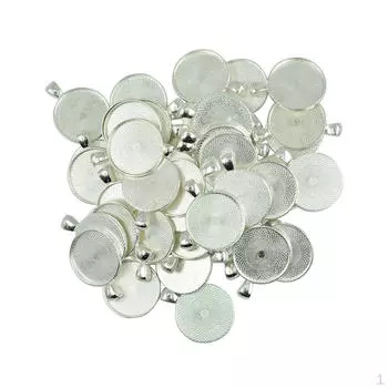 50 Круглых Пустых Подносов для Подвесок DIY Ювелирные Изделия Подвески 43x22mm_Silver