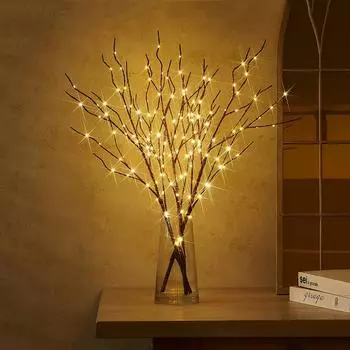 50 LEDS Battery Willow Vine Branch Lights Warm White Light for Wall Room Kitchen Coffee Shop Christmas Halloween