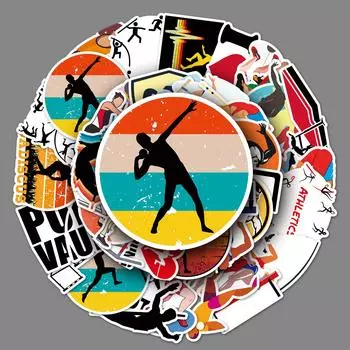 50 легкоатлетических граффити, персонализированные спортивные креативные наклейки на чемодан «сделай сам», чашка для воды для мобильного телефона