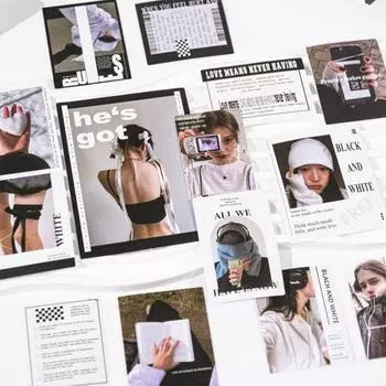 50 листов модной девушки скрапбук журнал наклейка милый реальный снимок котенок канцелярские принадлежности наклейка DIY Декор багаж гитара телефон наклейка