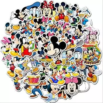 50 листов наклейки Микки Маус милые водонепроницаемые наклейки наклейки стильные милые мультяшные детские блокноты наклейки на мотоцикл чемодан наклейки для