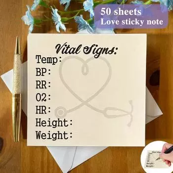 50 листов заметок о показателях жизнедеятельности, квадратный блокнот медсестры, журнал показателей жизнедеятельности, блокнот для мониторинга здоровья с ростом и весом для школы в больнице бежевый