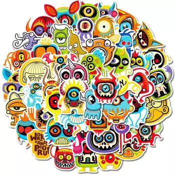50 Little Monster Stickers Non-Infringement Graffiti Personalized Cartoon Reward Children S Stickers Diy Skateboard Stickers