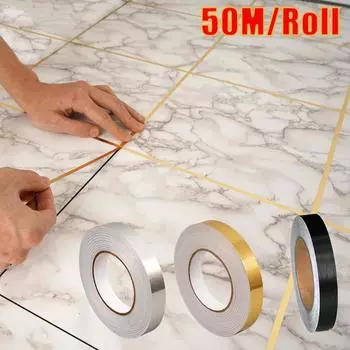 50 м фольга самоклеящаяся плитка наклейка водостойкая уплотнительная лента полоса для стены, пола, потолка, мебели, края, сделай сам, домашний декор, наклейка 0.5cm*50m чёрный