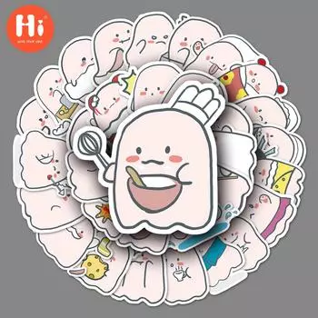 50 маленьких призраков граффити мультфильм оригинальная ручная роспись Goo Card DIY чехол для телефона наклейка на багаж водонепроницаемая