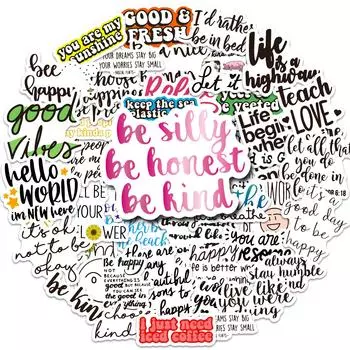 50 Маленький размер 4 см Вдохновляющий текст на видео Кружка для воды Шлем Багаж Кружка для воды Наклейка с фразой английского алфавита