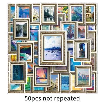 50 Масляных картин Граффити Персонализированный Ретро Художественный Стиль Ручная Палатка Gu Card Декоративные Наклейки на Мобильный Чемодан Водонепроницаемые