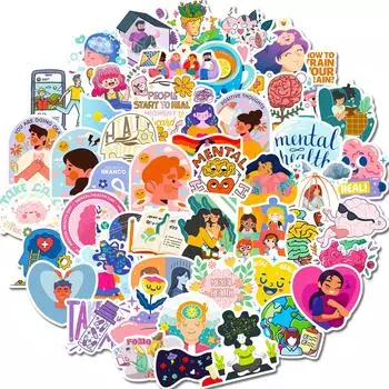50 Mental Health Education Stickers Luggage Helmet Refrigerator Notebook Student Graffiti Stickers