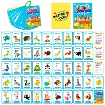 50 Милых Карточек для Распознавания Животных Ветра Детский Пазл Родитель-Ребенок Раннее Развитие Ребенка Обучающие Карточки