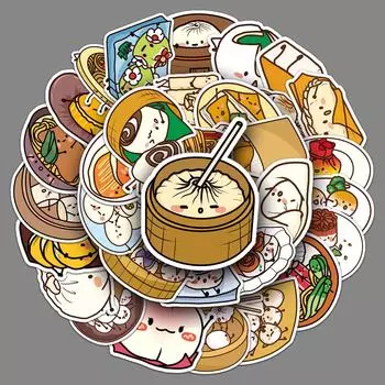 50 милых мультяшных наклеек: Водонепроницаемый точечный граффити для детского декора, чехлов для телефонов, багажа 50 original Chinese pastries