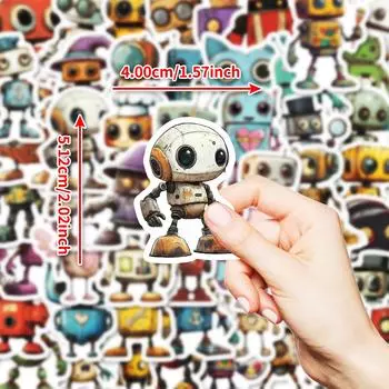 50 милых наклеек с изображением глупых роботов делают старые машины водонепроницаемыми декоративными наклейками