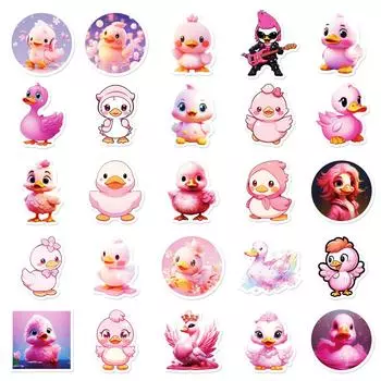 50 милых наклеек с изображением розовой утки, детские самодельные блокноты, скейтборды, гитары, водонепроницаемые наклейки