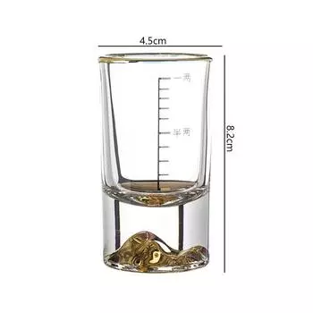50 мл/100 мл креативная стеклянная кружка Gold Mountain с золотым краем, бокал для ликера, чашка для спиртных напитков со шкалой, роскошная китайская хрустальная кружка для дома 1pcs