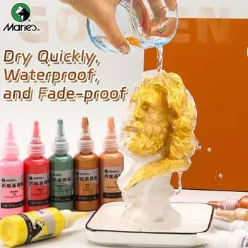 50 мл акриловой краски Marie s Metallic, перламутровые насыщенные блестящие пигменты с бутылкой, золотисто-серебристая для художественной росписи своими руками, дерево, стекло