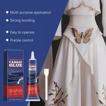 50 мл клея для ткани со скребком, постоянный прозрачный клей, кристально чистый, с антизасоряющим наконечником, прочная ткань для склеивания