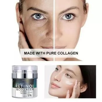 50 мл крем для лица ретинол антивозрастной увлажняющий крем для лица против морщин коллаген витамин Е ночной крем восстанавливающий быстро впитывающийся без раздражения крем для лица белый