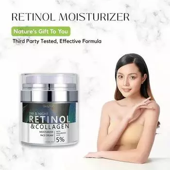 50 мл крем для лица с ретинолом, антивозрастной увлажняющий крем для лица, против морщин, коллаген, витамин Е, ночной крем, восстанавливающий, быстрое впитывание, без раздражения белый