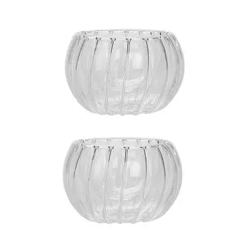 50 мл полосатая двухслойная стеклянная маленькая чайная чашка изысканная термостойкая чайная утварь прозрачная в форме тыквы пуэр чайная чашка чашки для воды 301-400ml