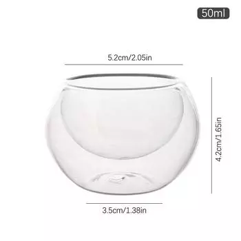 50 мл стеклянная чашка с двойными стенками, прозрачная мини-чашка для виски, чашки для кофе эспрессо