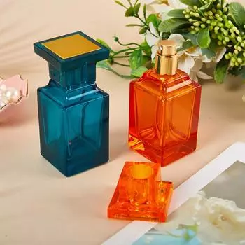 50 мл стеклянный многоразовый спиральный толстодонный квадратный стеклянный распылитель флакон для духов розовый