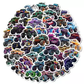 50 Monster Truck Series Водонепроницаемые наклейки для украшения, чехол для мобильного телефона, украшение для шлема для скейтборда и гитары