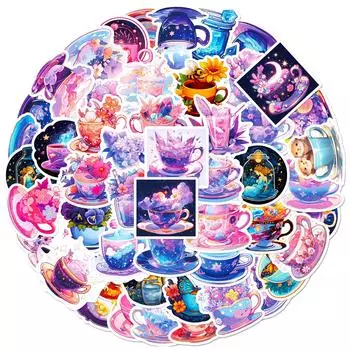 50 Мультяшных Чашек В Мире Материал Граффити Наклейка для Ручного Счета Чашка В Большом Мире Художественная Креативная Наклейка