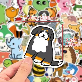 50 Мультяшных Дудлов Милые Животные Наклейки Наградные Наклейки Сделай Сам Наклейки для Водного Стакана Багажа Кармана