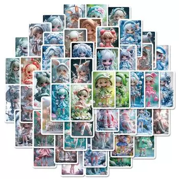 50 Мультяшных Кукол Милая Маленькая Фея Двумерная Девушка Наклейки Декоративные Наклейки