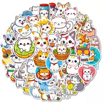 50 мультяшных милых наклеек «Мяу хлеба» Ins Girl Super Cute Diy Японские корейские наклейки-аватары для котят