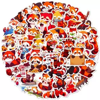50 Мультяшных Наклеек Красная Панда Милые Маленькие Животные Красная Панда Красная Панда Мультфильм