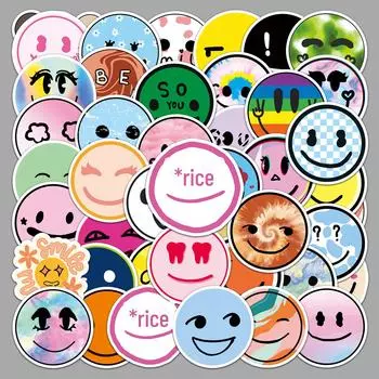 50 мультяшных наклеек со смайликом: Водонепроницаемый декор своими руками для чашек, телефонов и чемоданов 50 Smiley Faces