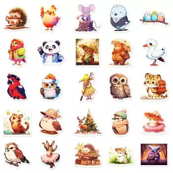 50 мультяшных сказок, медведей, совы, тигра, маленьких животных, наклеек, плоских чашек для воды, декоративная наклейка