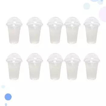 50 наборов прозрачных пластиковых стаканчиков с купольными крышками, одноразовые стаканчики объемом 380 мл для чая, фруктового сока, молока, чая, идеально подходят для киосков, концессий