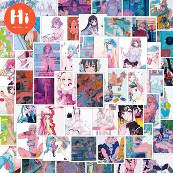 50 наклеек для энергичных девушек, милый чехол для телефона с героями мультфильмов, чашка для воды, плоские водонепроницаемые декоративные наклейки на бухгалтерскую книгу