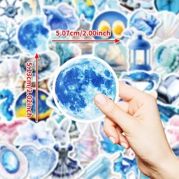50 Наклеек Граффити Мечтательный Синий Голубая Планета Кристальная Раковина Морского Ушка Неповторяющиеся Декоративные Наклейки